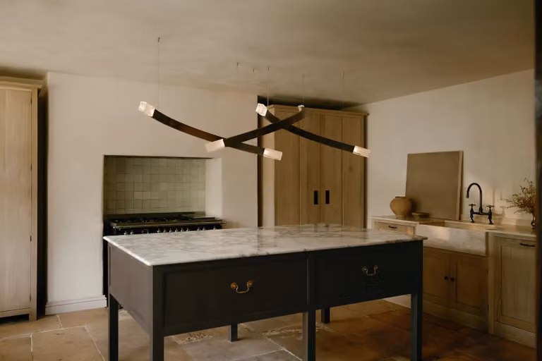 CTO Lighting Trace Linear Chandelier in Black or White Metal and Glass