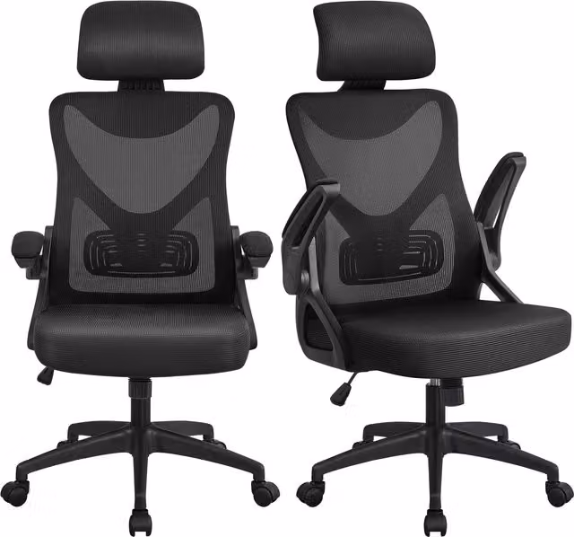 Yaheetech Ergonomic High Back Office Chair in Black with Headrest and Armrests