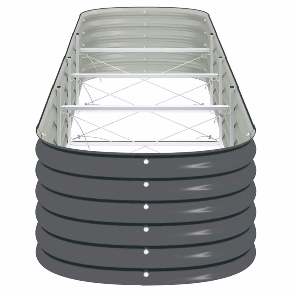 Berkfield Home Garden Galvanised Steel Raised Bed in Grey, W: 400 cm, D: 80 cm, H: 44 cm – 3