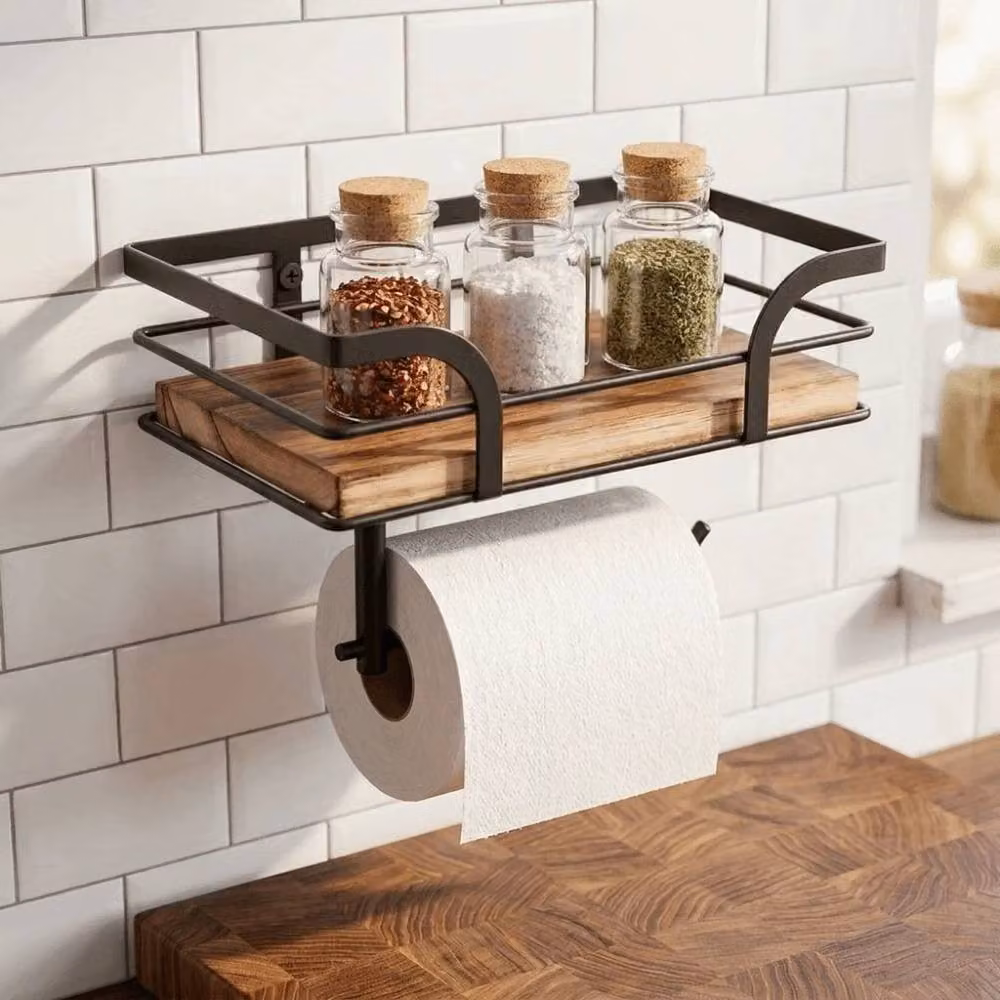 KORVIXA Space Saving Wall Mounted Paper Towel Holder in Black – 3