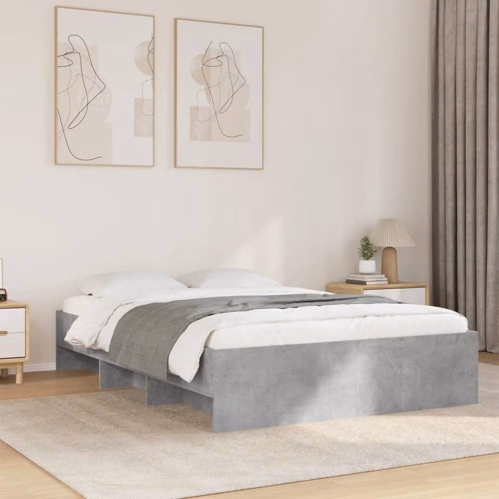 Berkfield Home Durable Bed Frame in Concrete Grey, W/D/H: 140 x 200 x 35 cm – 2