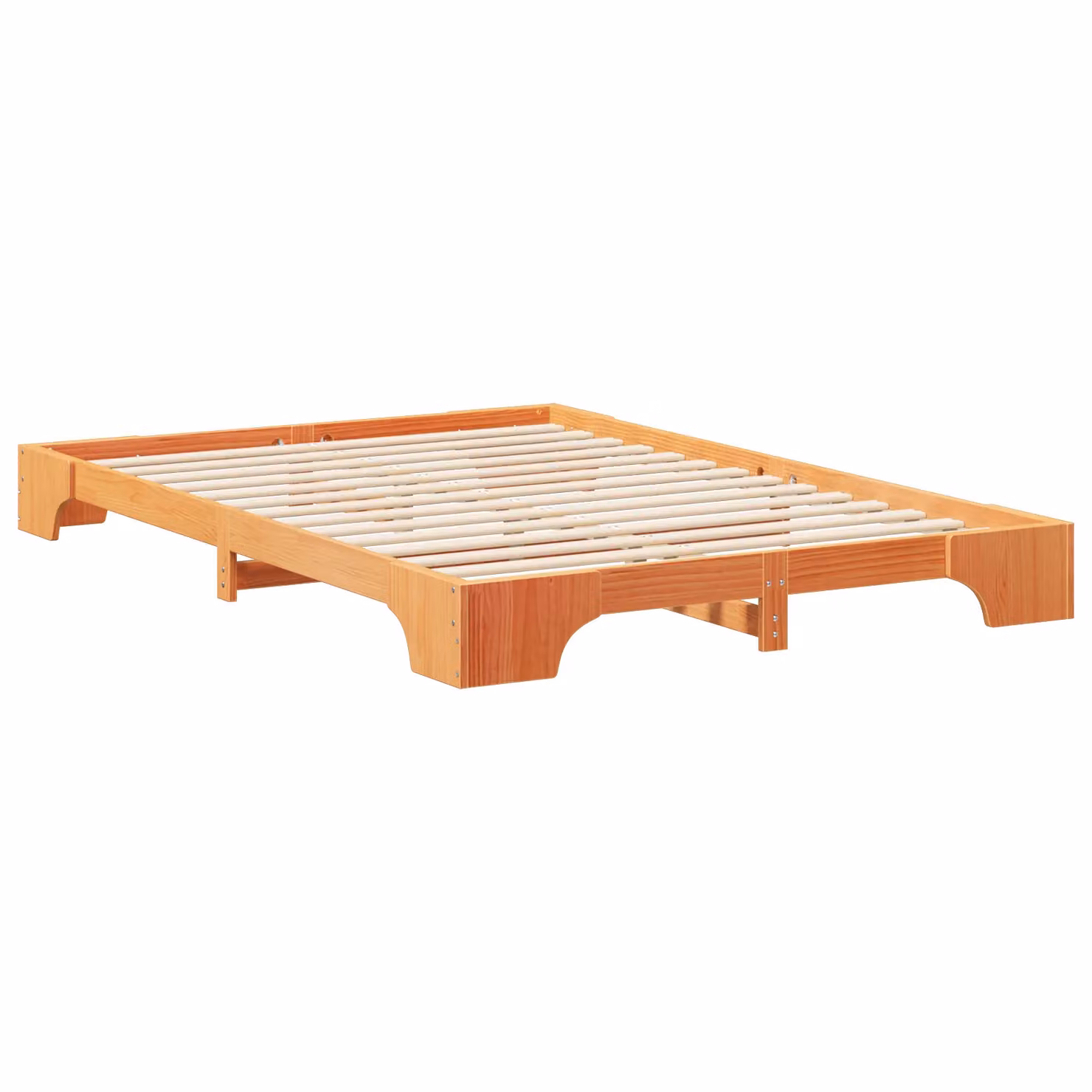 Berkfield Home Floor Bed Frame with Storage in Brown, Solid Pine Wood, W/D/H: 140 x 220 x 20 cm – 2