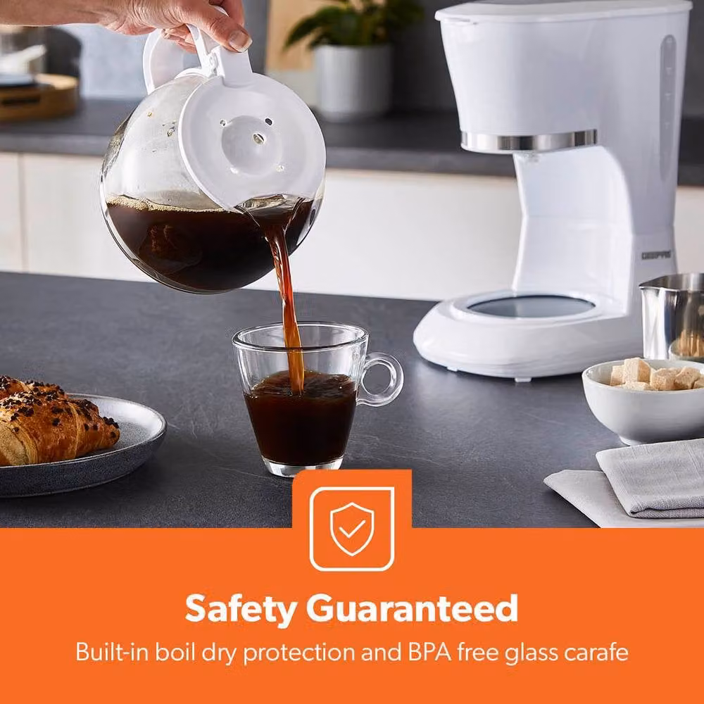 Geepas White Filter Coffee Machine, Kettle and Toaster Set – 4