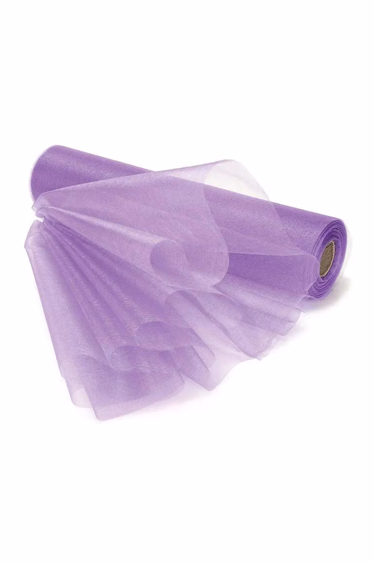 Neel Blue Organza Sheer Glitter Fabric Roll for Chair Bow Sashes, Purple, W: 29 cm x L: 25 m