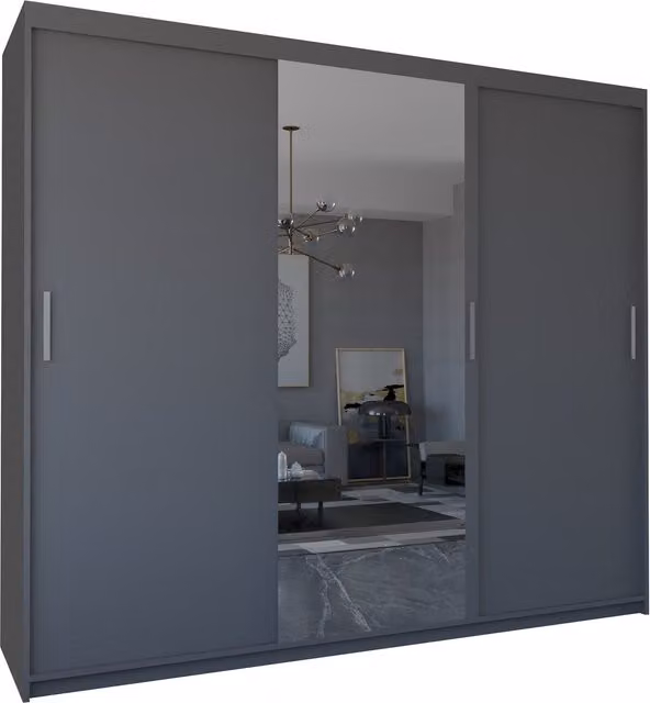 Sliding Wardrobes 4 u Everest Sliding Door Wardrobe in Grey with Glass Mirror Doors