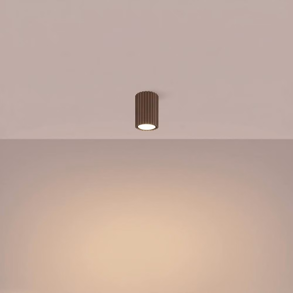 Sollux Lighting minimalist brown cylinder ceiling lamp, W/D/H: 10 x 6.5 x 6.5 cm – 3