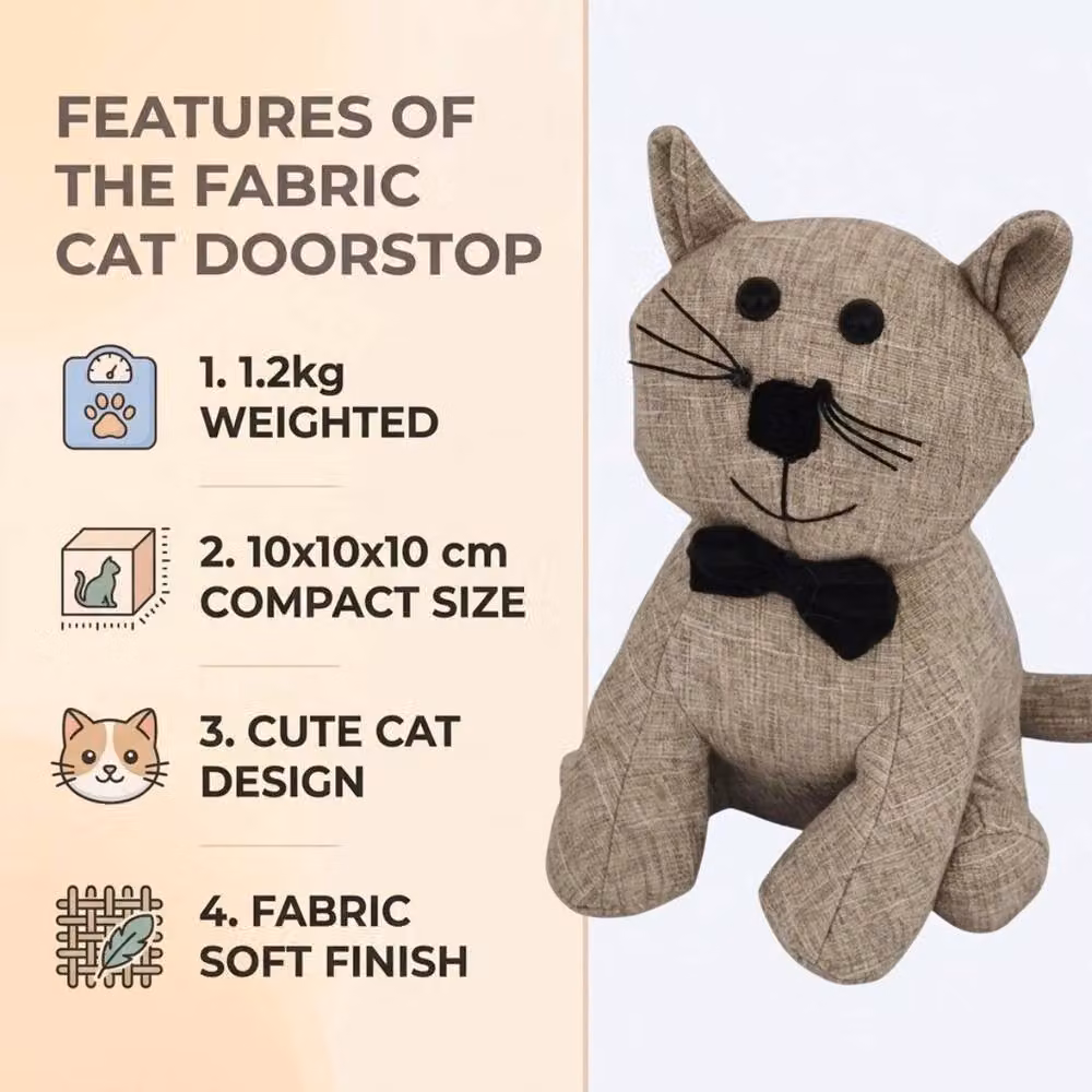 SPETLEK Fabric Animal Doorstop in Brown and Grey, W: 100 cm, H: 15 cm – 3