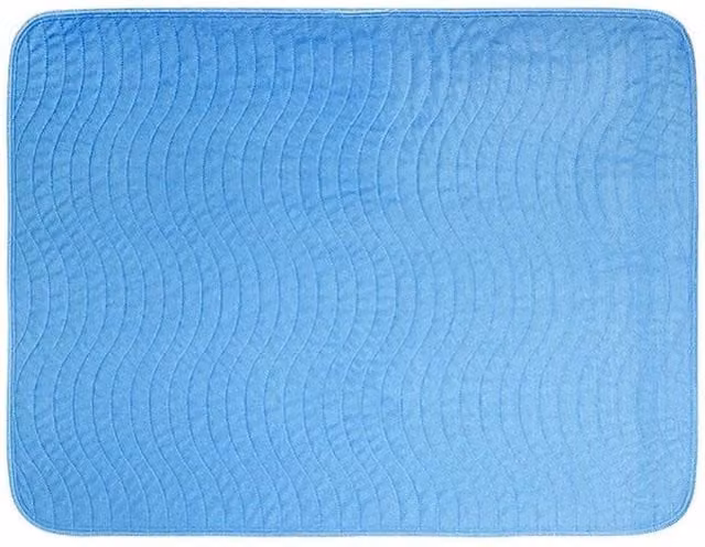 FLAVORA Washable Reusable Incontinence Bed Pad for Cot, Blue, Waterproof and Breathable with Non-Slip Backing – 1