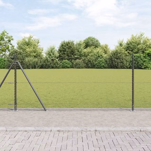 Berkfield Home Grey Powder-Coated Steel Hexagon Fence, 1 x 100 m – 1