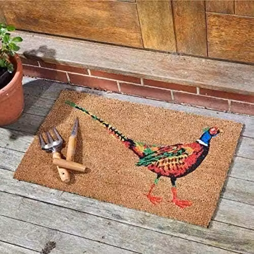 Marco Paul Le Faisan Non Slip Coir Door Mat, Brown and Multicolour, W: 75.0 cm, D: 45.0 cm