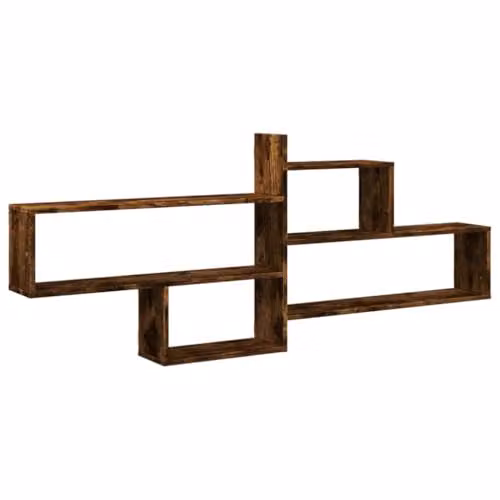 vidaXL Wall Mounted Modern Shelf in Smoked Oak, W: 167.5 cm, D: 18 cm, H: 68 cm