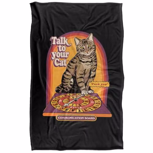 Steven Rhodes Talk To Your Cat Super Soft Fleece Throw Blanket, Multicolour, W/D/H: 91 x 147 cm – 5