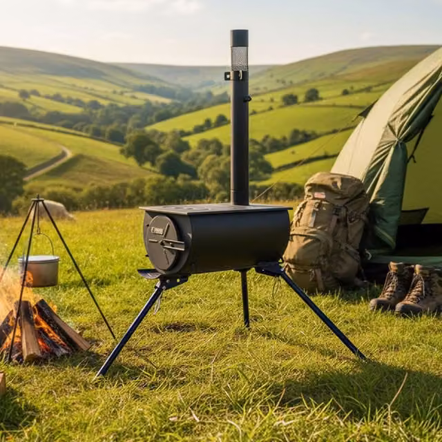 RoyalFire Orion Portable Tri-Pod Tent Stove in Black, W/D/H: 45 x 30 x 25 cm