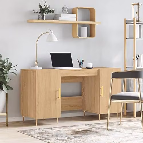 vidaXL Writing Desk in Brown Engineered Wood, W/D/H: 140 x 50 x 75 cm – 2