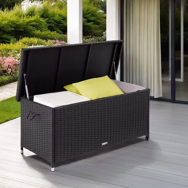 tectake Kiruna Garden Storage Box, 270L, Black