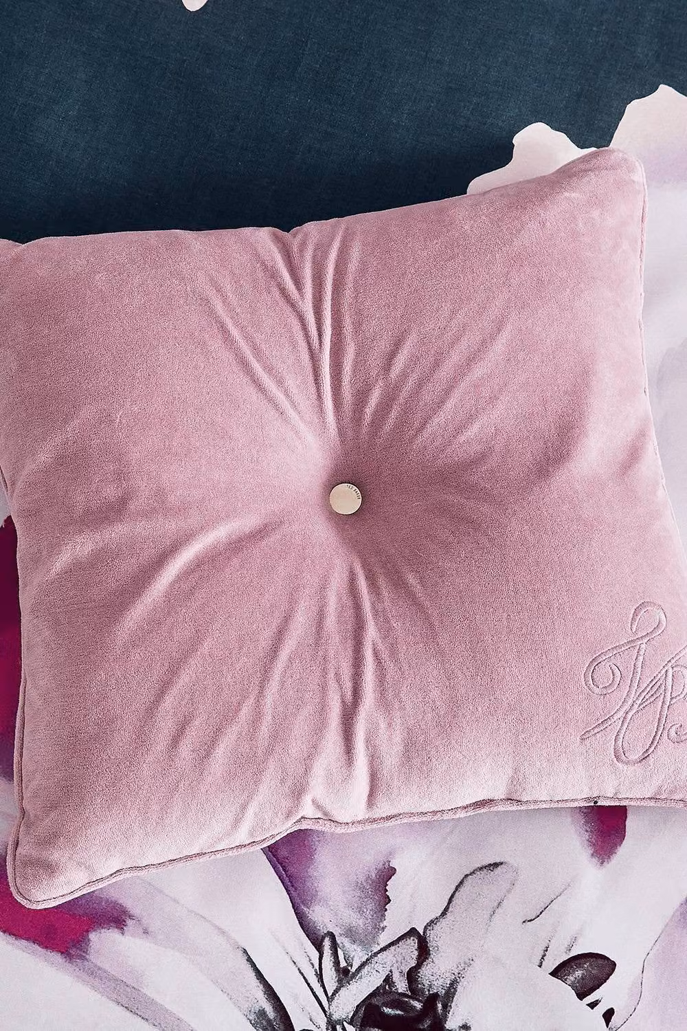Ted Baker Pink Cotton Velvet Button Cushion, W/D/H: 50 x 50 x 50 cm – 3