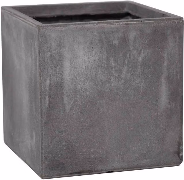 Primrose Fibrecotta Cement Cube Pot Planter, Dark Grey, Diameter: 30 cm