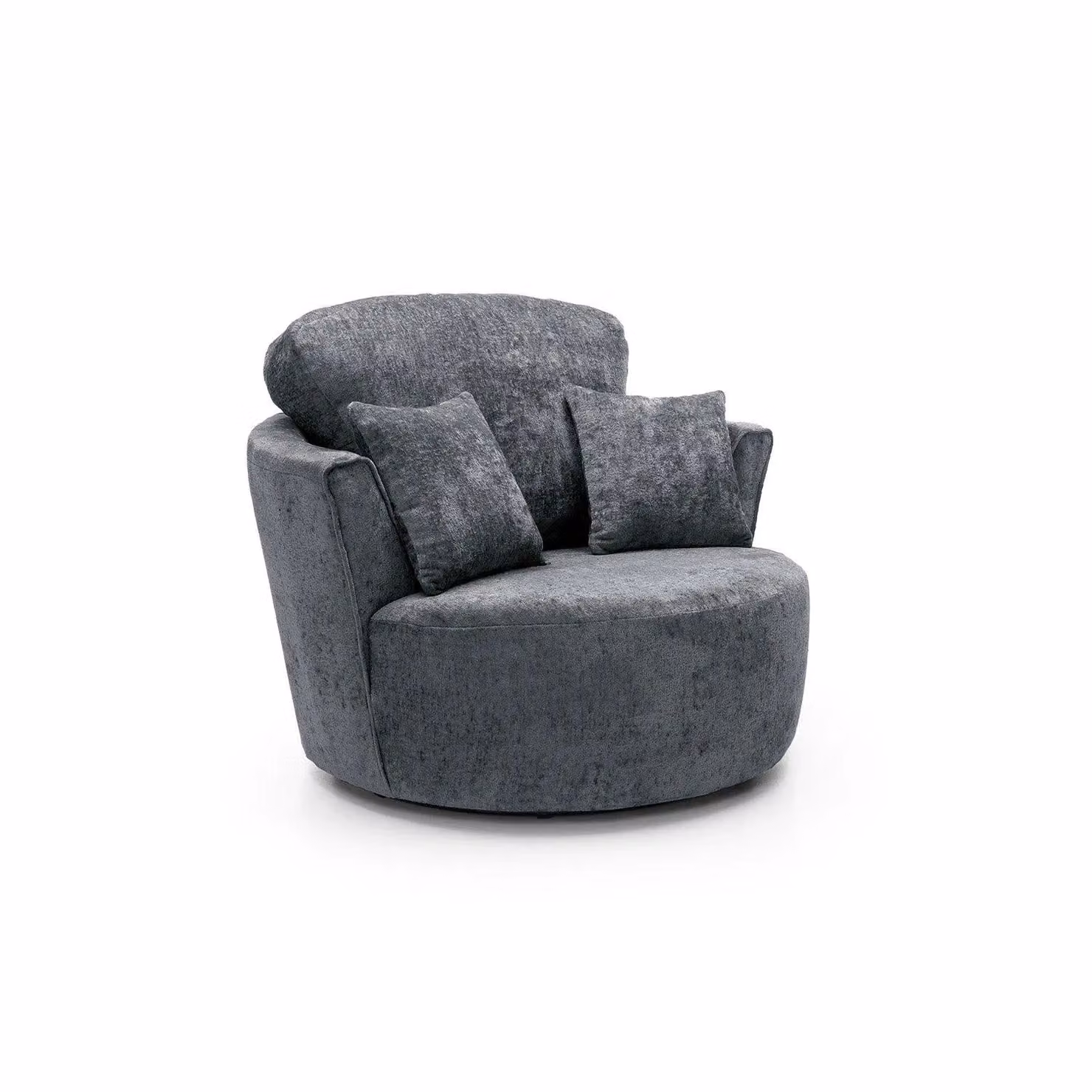 Abakus Direct Harriet 360 Degree Swivel Chair in Dark Grey Crushed Chenille Fabric – 2