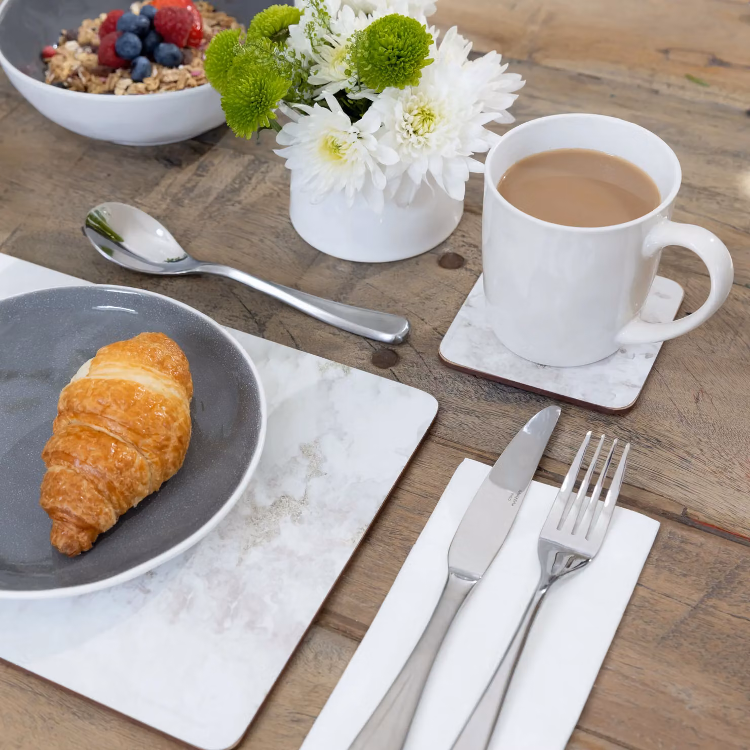 Creative Tops Pack of 4 Premium Grey Marble Place Mats, Non-Slip and Stain-Repellent, W: 30.0 cm x D: 23.0 cm – 3