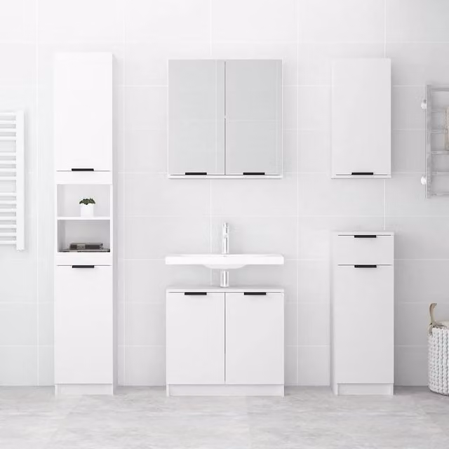 Berkfield Home Classic Freestanding Bathroom Cabinet in White, W/D/H: 64.5 x 33.5 x 59 cm