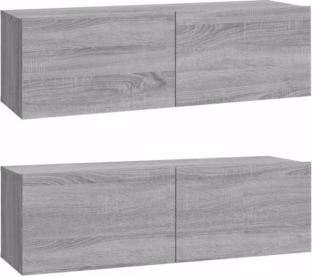 Berkfield Home Set of 2 Wall Mounted TV Cabinets in Grey Sonoma, W/D/H: 100 x 30 x 30 cm – 1