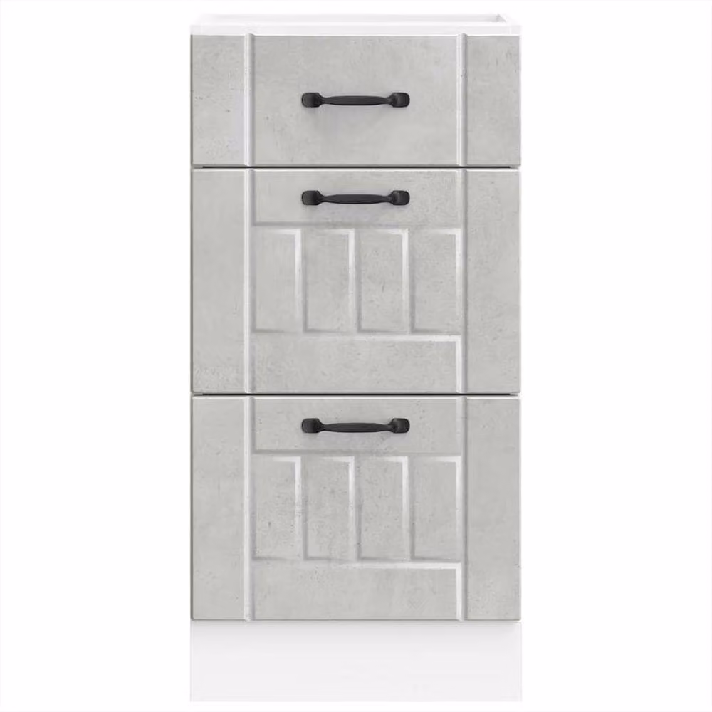 Berkfield Home Lucca Modern Kitchen Base Cabinet in Concrete Grey Matt Engineered Wood – 2
