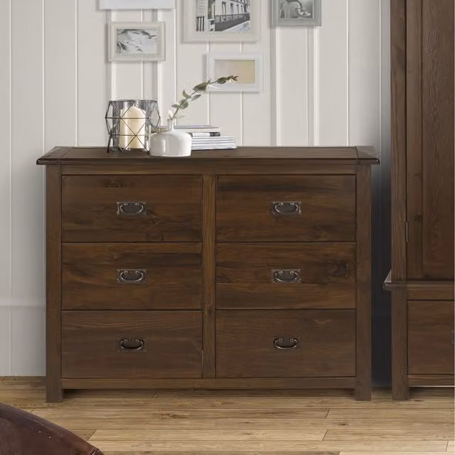 Core Products Boston Dark Six Drawer Wide Chest in Dark Lacquered Finish