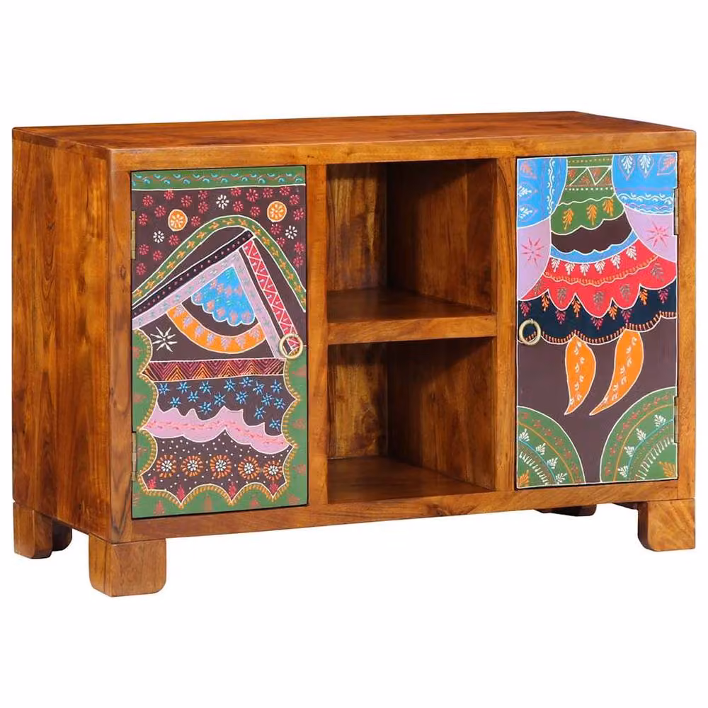 Berkfield Home Multicolour Acacia Wood Sideboard, W/D/H: 90 x 35 x 60 cm – 2