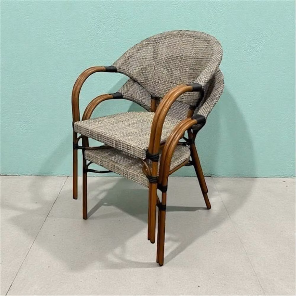 Nordara Pack of 2 Grey Rattan Armchairs for Garden, Balcony or Terrace, W/D/H: 100 x 100 x 100 cm – 2