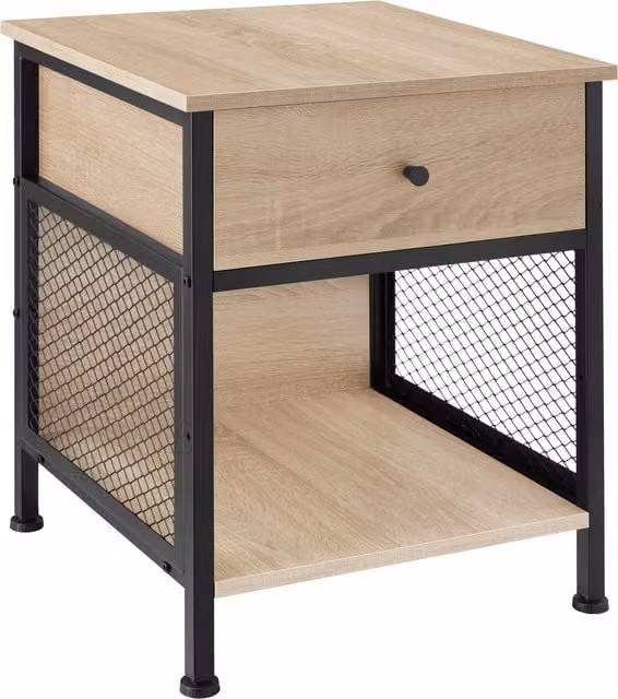 tectake Killarney Industrial Bedside Table in Oak Sonoma and Brown