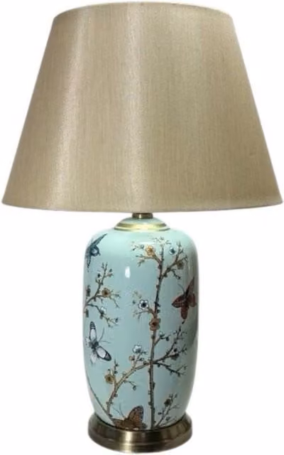 Minster Stylish Living Ltd Blue Ceramic Table Lamp with Shade, Height: 44 cm – 1