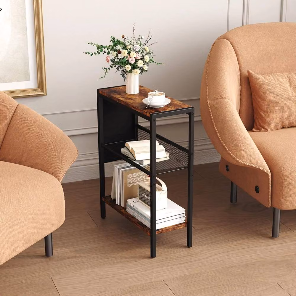 FORGEVIO Narrow Slim Side Table in Brown and Black – 6