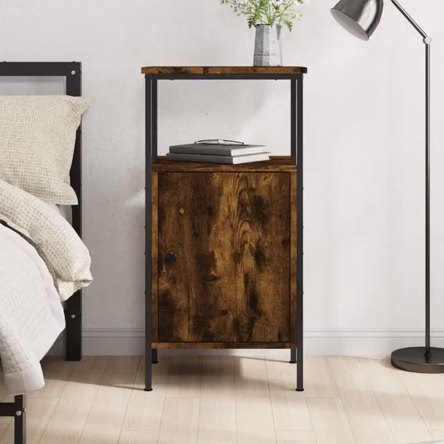 Berkfield Home Smoked Oak Bedside Cabinet in Brown, W/D/H: 41 x 31 x 80 cm – 1