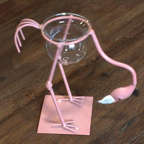 Ancient Wisdom Pink and Red Metal Flamingo Hydroponic Tabletop Decor – 2