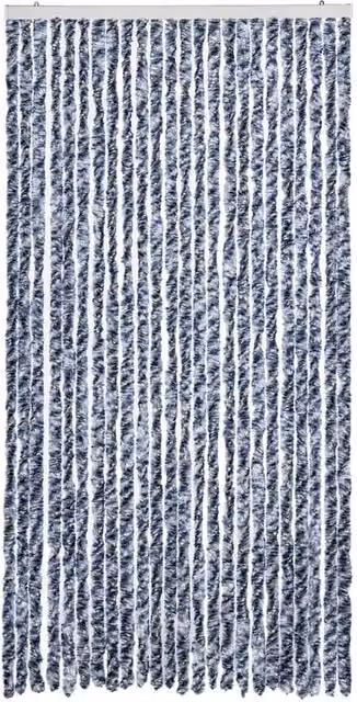 Berkfield Home Blue and White Striped Chenille Soft Fly Curtain, W: 100 cm, H: 200 cm