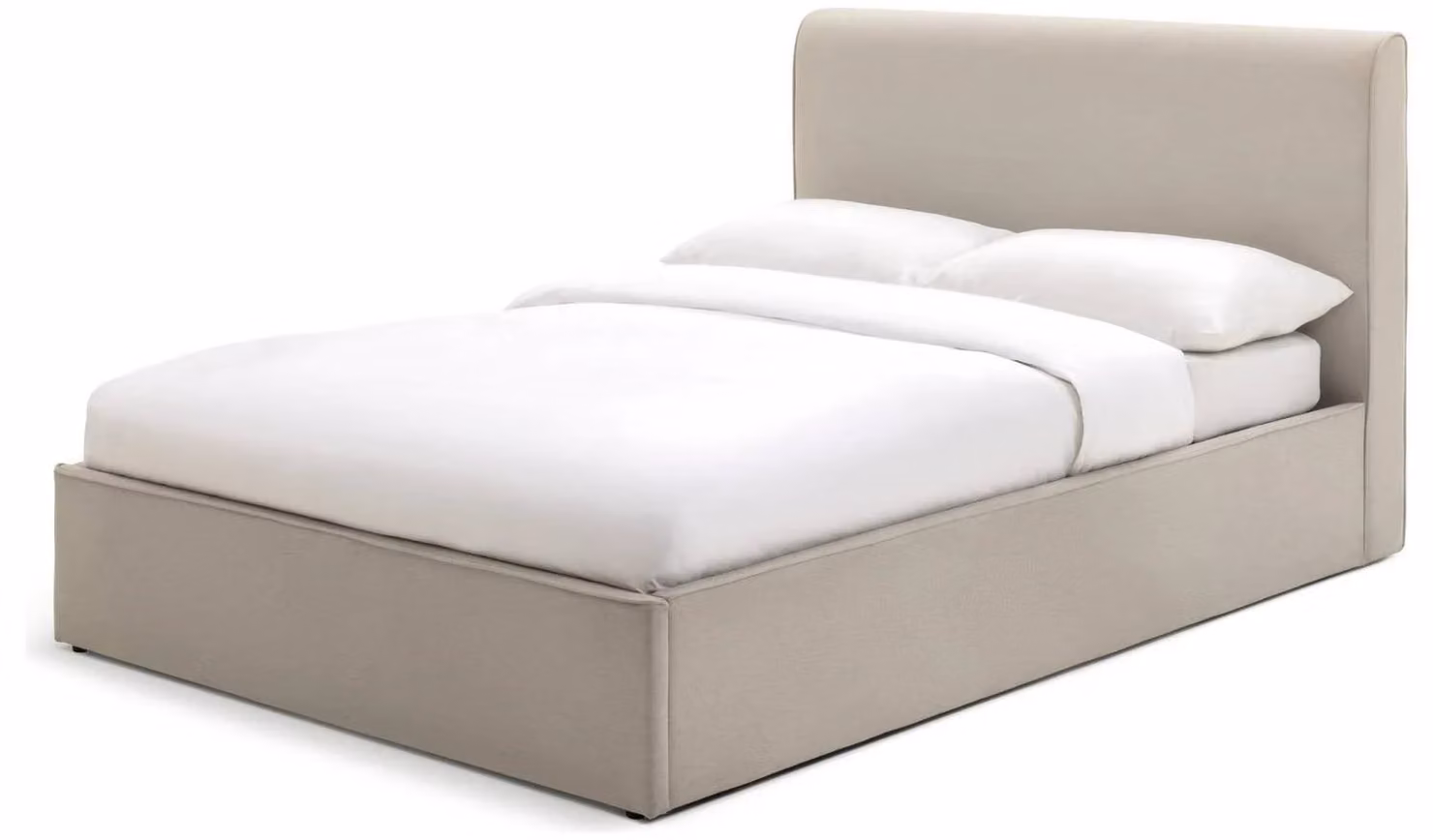 Naree Kingsize Upholstered Ottoman Bed Frame in Beige with Underbed Storage Space, W/D/H: 180 x 200 x 103 cm