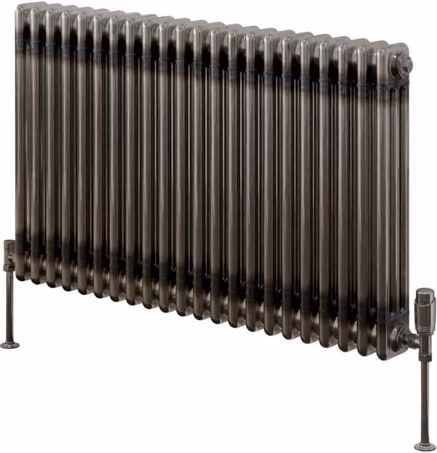 Bathroom Kingdom Colona Raw Steel Double Column Horizontal Wall Hung Radiator, Grey/Silver/Multicolour, H: 101 cm, W: 60 cm