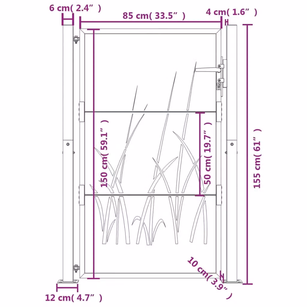 Berkfield Anthracite Steel Garden Gate, W: 105 cm, H: 155 cm – 4