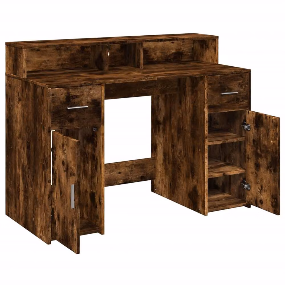 Berkfield Home Soft Gaming Desk with LED Lights in Smoked Oak Brown, W/D/H: 120 x 55 x 91 cm – 5