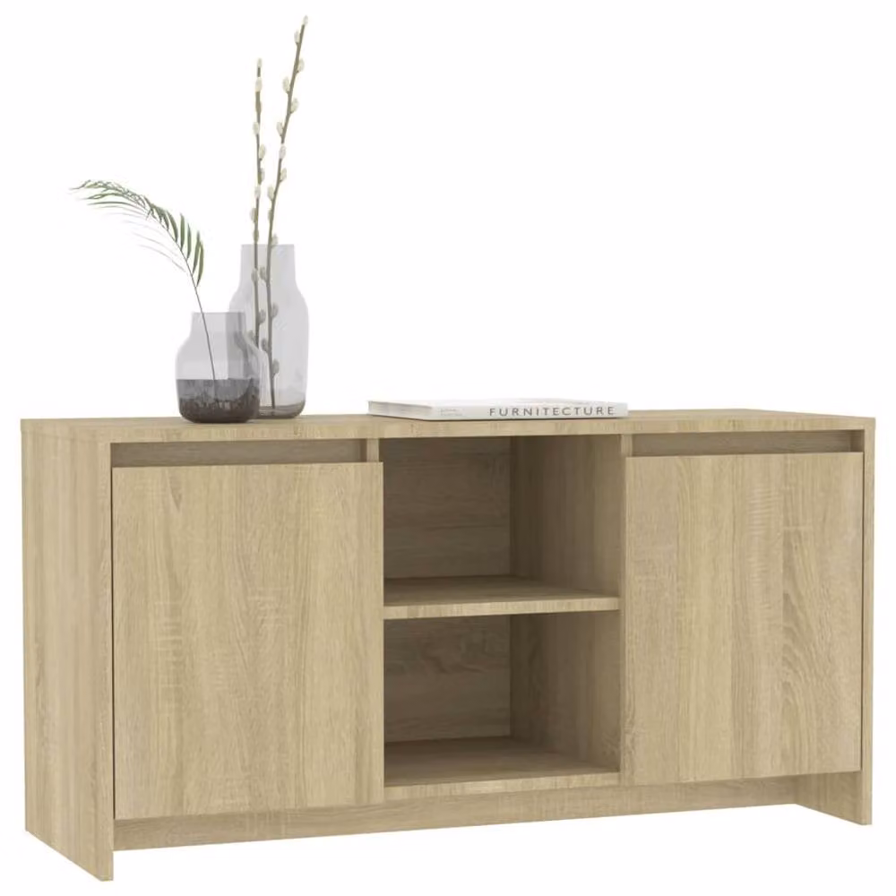 Berkfield Home TV Cabinet in Sonoma Oak, W: 102 cm, D: 37.5 cm, H: 52.5 cm – 4