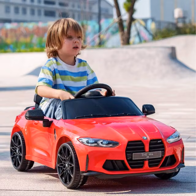 AIYAPLAY Licensed BMW M4 12V Kids Electric Ride-On Car with Suspension and Lights and Sound, Red