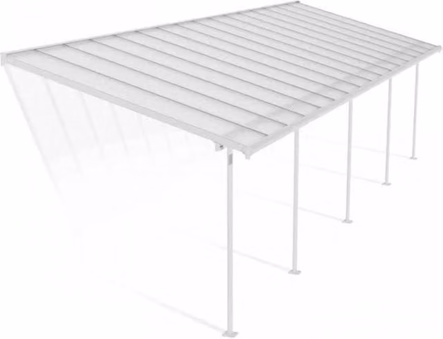 Palram Sierra Lean-to Patio Cover in White and Transparent Polycarbonate, W: 299 cm, H: 305 cm – 1