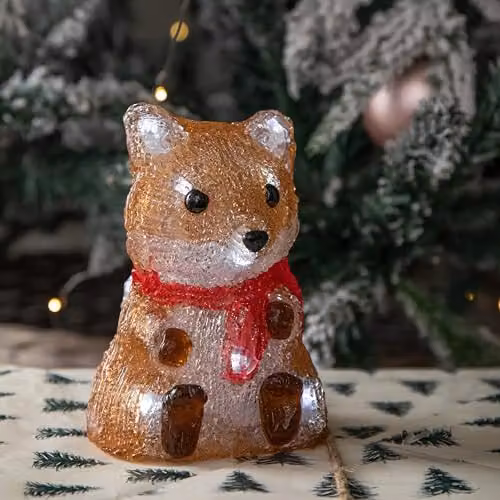 Samuel ALEXANDER Battery Operated Light Up Christmas Ice Fox in White and Multicolour, Height: 14 cm – 2
