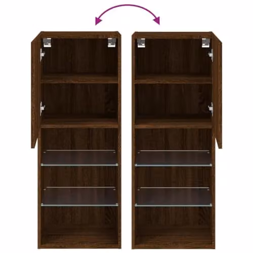 vidaXL Modern Wall Mounted TV Cabinet with Integrated Lighting and Internal Shelves, Brown, W/D/H: 40.5 x 30 x 102 cm – 3