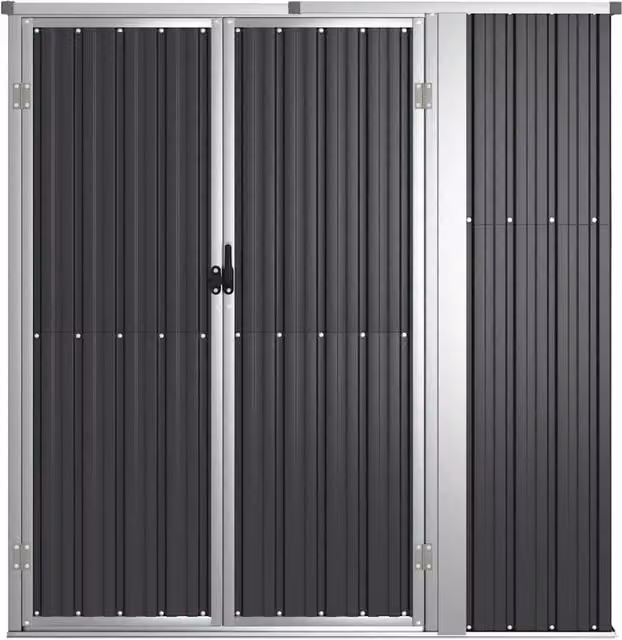 Berkfield Home Garden Tool Shed in Anthracite Grey, Galvanised Steel, W/D/H: 89 x 161 x 161 cm