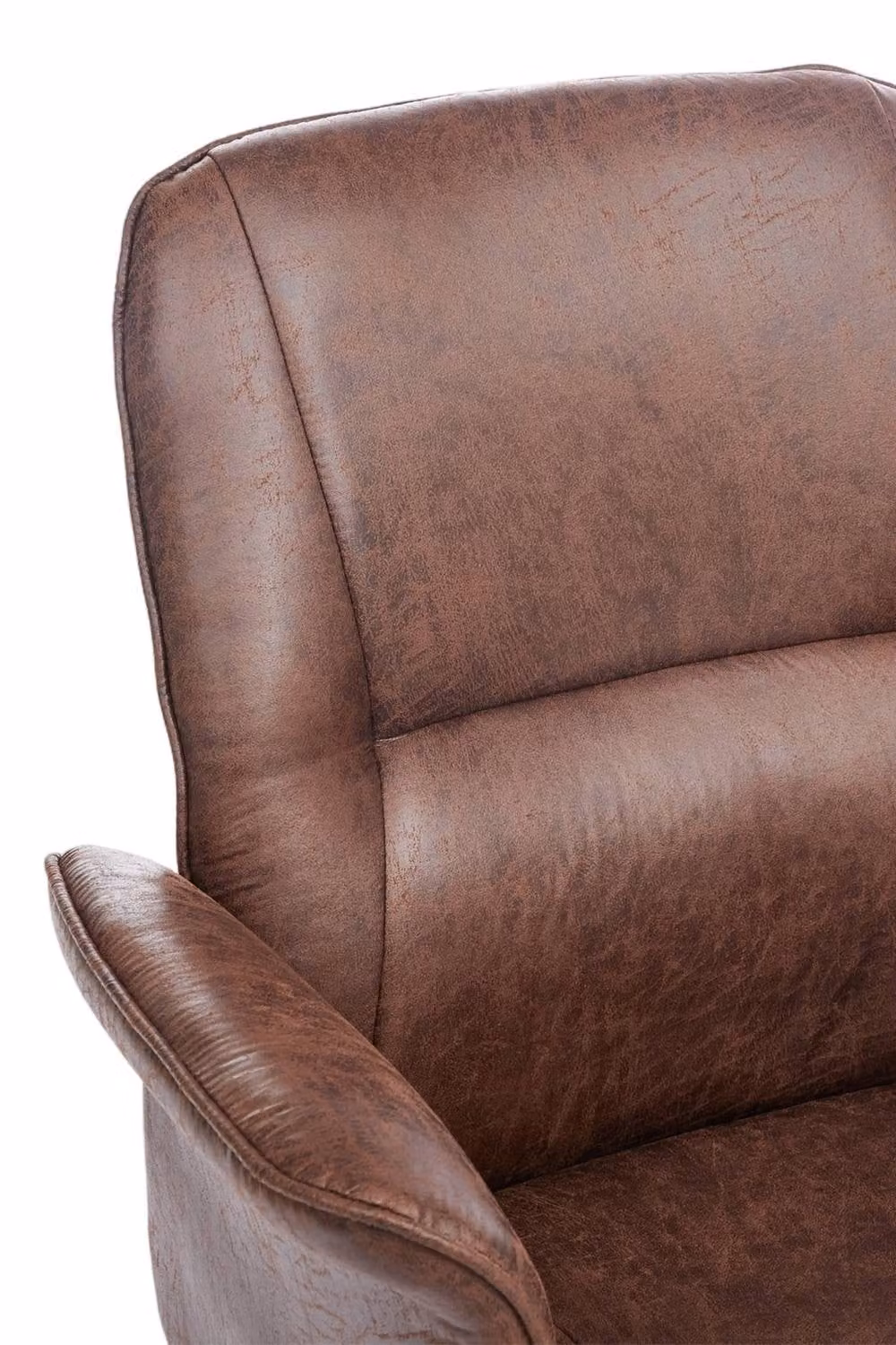Garden Sanctuary Mid-Century Retro-style Office Task Chair with Armrests and Castors in Brown Synthetic Leather – 3