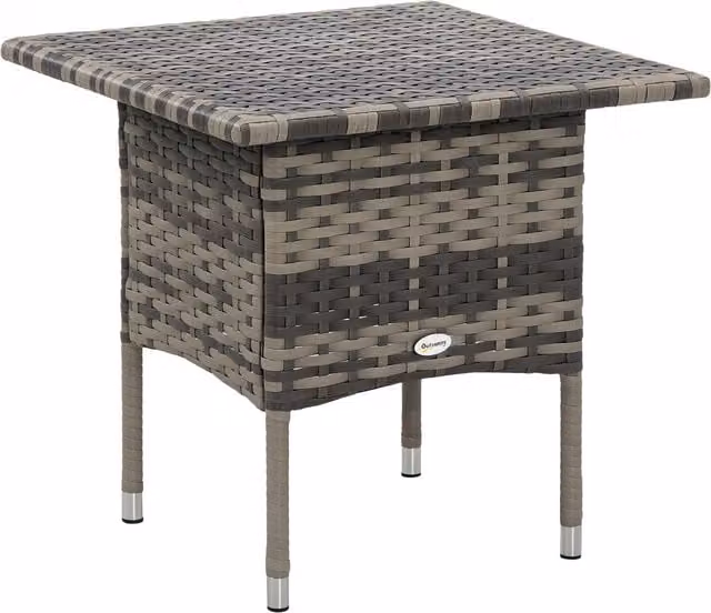 Outsunny Modern PE Rattan Outdoor Coffee Table in Grey