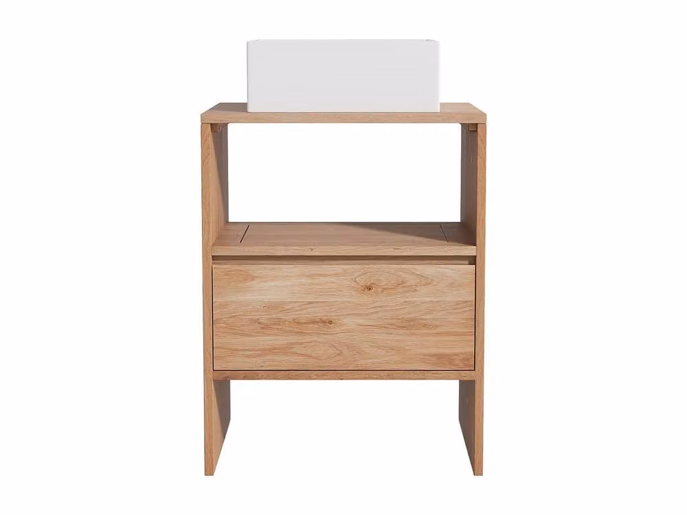 Vente-unique Solid Oak Bathroom Vanity Unit with Square Countertop Basin in Light Oak – 2