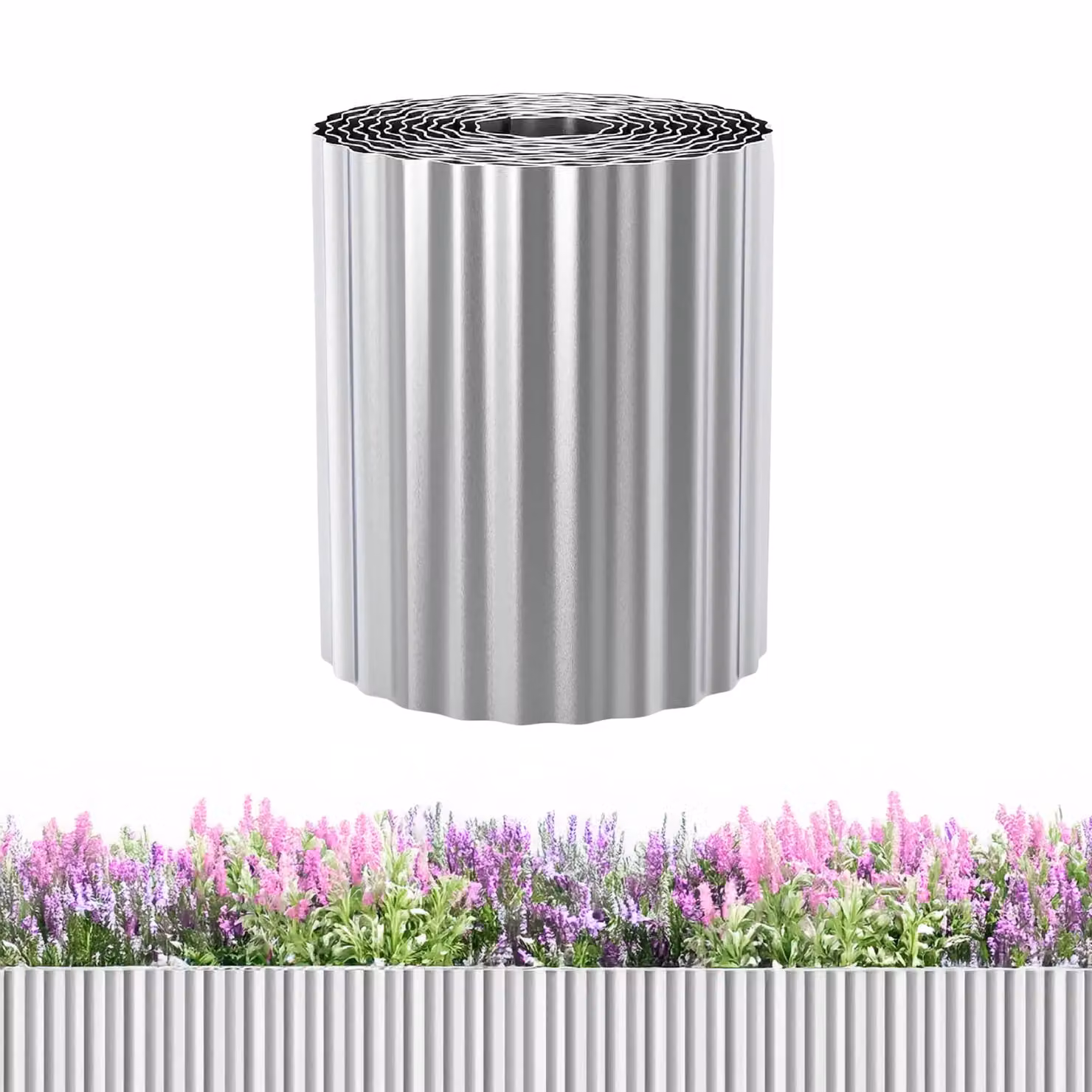 Marco Paul Silver Galvanised Steel Metal Garden Border Edging, H: 15 cm x L: 5 m – 2