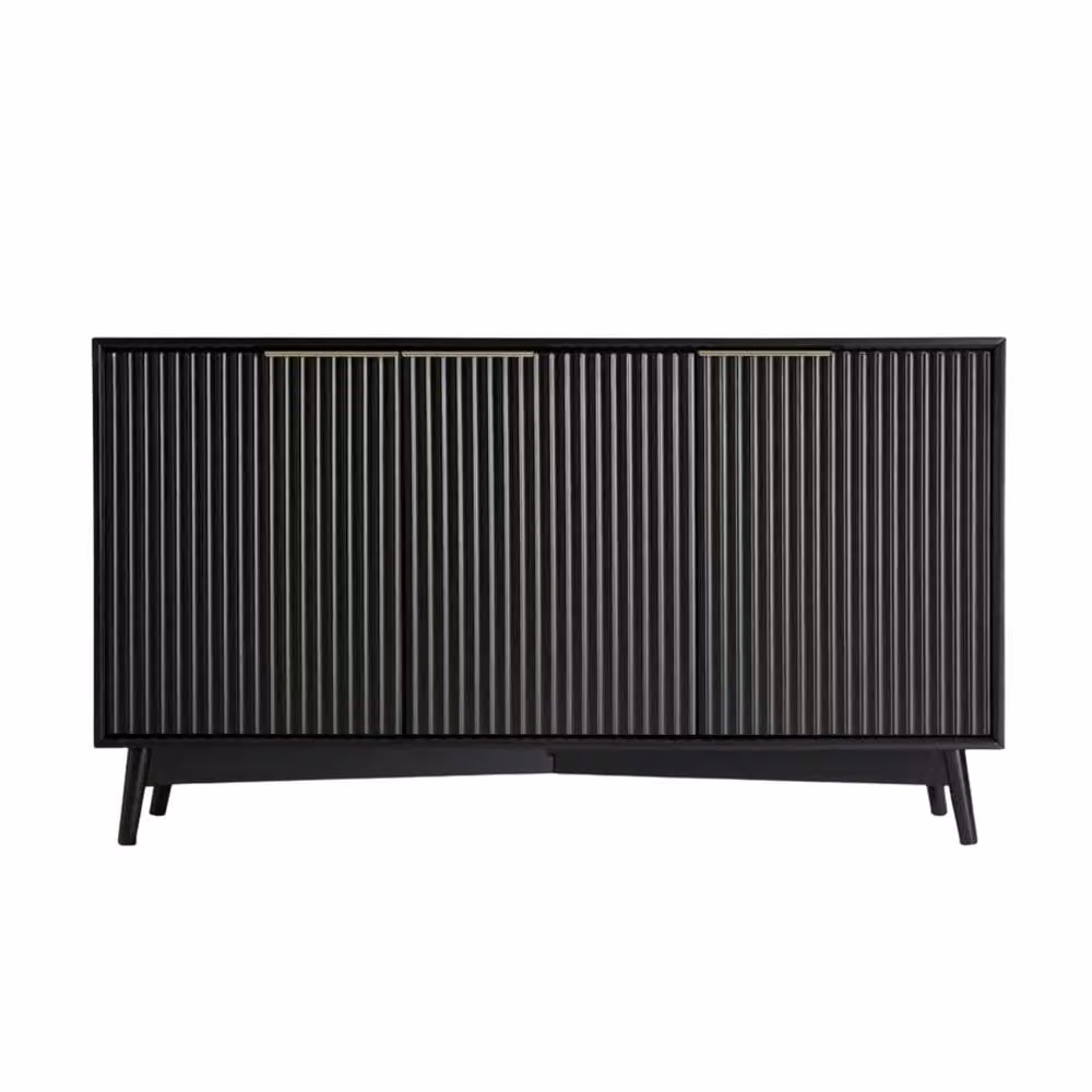 Home Garden Direct Monza 3 Door Sideboard in Black with Fluted Detailing and Mid-Century Design – 4